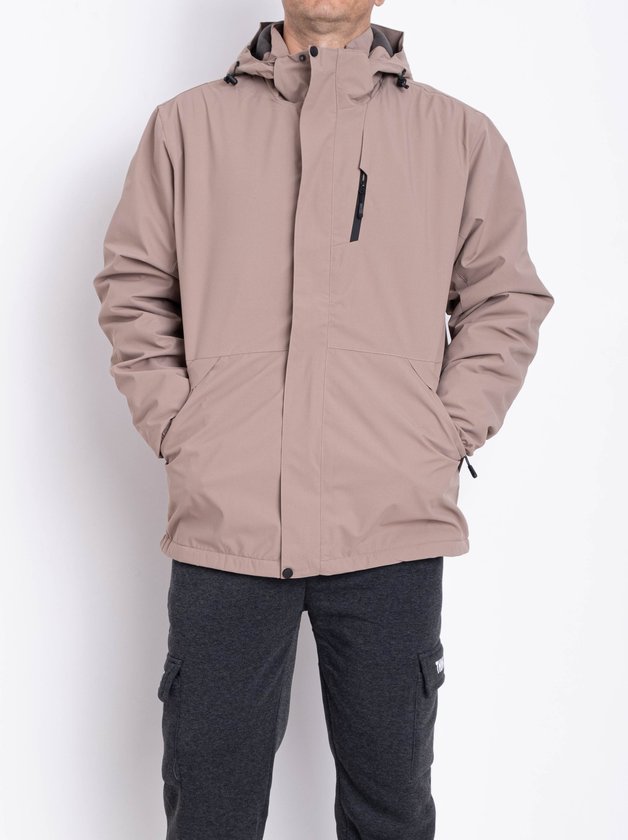 Чоловіча водовідштовхувальна куртка на флісовій підкладці з капюшоном #0009 колір Бежевий