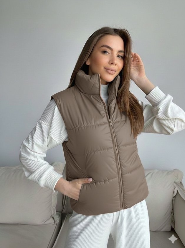 Жіночий жилет на синтепоні колір Моко Жіночий жилет на синтепоні колір Моко