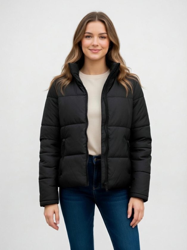 Куртка жіноча стьобана на синтепоні Yola 0415 колір Чорний Куртка жіноча стьобана на синтепоні Yola 0415 колір Чорний
